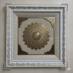 Circular 99 Names Of Allah Silver Frame Islamic Wall Decor - Arabic Calligraphy Quran Art for Bedroom Eid Ramadan Decoration| Size 72×72