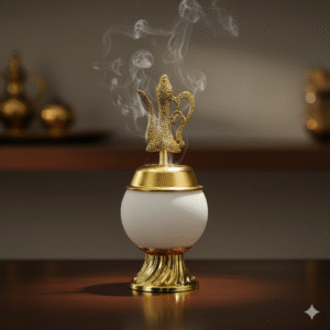 Elegant Gold & White Spherical Incense Burner - Tabletop Bakhoor Censer for Home Decor