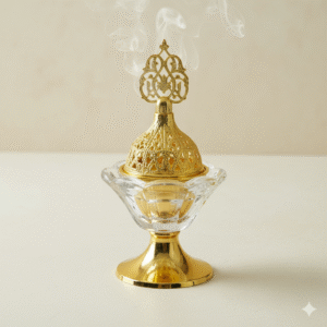 Luxury Decorative Bakhoor Burner - Gold Metal & Glass Censer with Intricate Filigree Design - Perfect Gift for Special Occasions