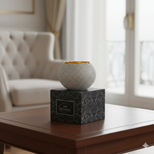 Ceramic Incense Burner with Golden Metal Grate | Elegant  Speckled Design | Fragrance Oil Warmer for Home Decor, Meditation & Relaxation