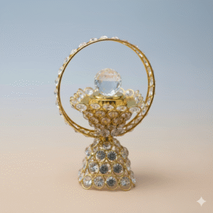 Modern Arabesque Gold Incense Burner with Crystal Stand - Unique Censer for Home, Office, and Special Events