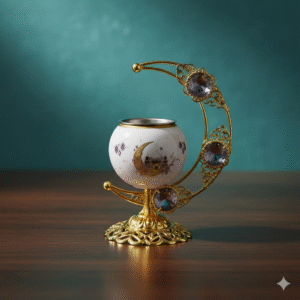 Luxurious Gold Crescent Moon & Mosque Incense Burner - Perfect for Eid, Ramadan, and Islamic Home Decor