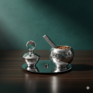 Decorative Loban Dhoop Burner with Crystal Lid and Serving Tray - Complete Incense Kit for Aroma & Meditation