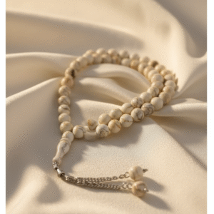 Islamic Prayer Beads Tasbih (Misbaha) - 33 Beads - Natural Agate Stone - Handmade Muslim Rosary for Dhikr & Salah - Elegant Eid & Ramadan Gift for Men & Women