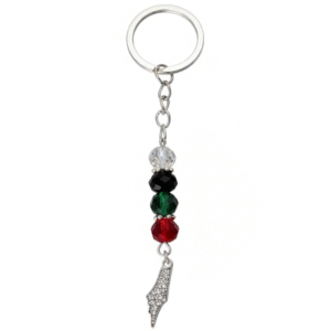 Elegant Palestine Map Charm Keychain - Crystal Bead Keyring for Car Keys, Bag, or Purse