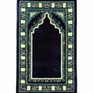 Kids Velvet Prayer Mat - Dark Blue with Geometric & Floral Border