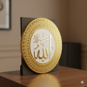 3D Arabic Calligraphy Wall Hanging of Allah (SWT) - Golden Finish Islamic Home Decor| Size 24cm