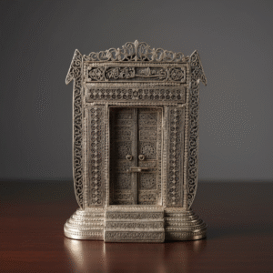 Silver-Plated Kaaba Door Miniature | Islamic Holy Site Replica | Exquisite Home Decor | Hajj & Umrah Gift