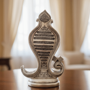 Islamic Allah Ayatul Kursi Tabletop Decor | Muslim Home Decor & Office Gift | Gold & Crystal Ornament | Eid, Ramadan, Housewarming