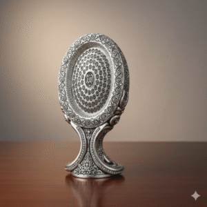 Handcrafted Silver Tone Islamic Decor Piece, Muslim Religious Symbol Display, Perfect for Home & Office