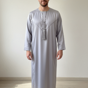 Classic Shiny Grey Thobe for Men - Stylish Saudi Dishdasha, Perfect for All Occasions