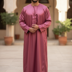 Stylish Men's Thobe -Shiny  Dusty Rose Saudi Islamic Dress Robe