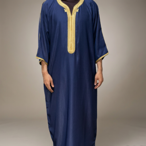 Men's Islamic Thobe Robe | Long-Sleeve Kaftan with Gold Details