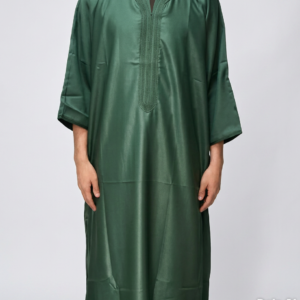 Moroccan Men's Thobe Green Kaftan Jalabiya - Traditional Islamic Robe Thawb for Prayer Eid Ramadan Muslim Clothing