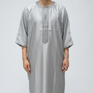 Men's Traditional Moroccan Djellaba, Embroidered Long Kaftan Thobe