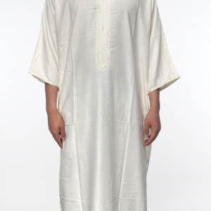 Men's Lightweight Caftan Thobe with Gold Embroidery