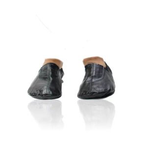 Sunnah Black Leather Split Toe Tabi Khuffain - Unisex Islamic Wudu Socks for Masah, Durable Slip-On Footwear for Men Women
