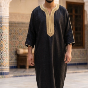 Mens Moroccan Jubba Thobe -Long Sleeve Kaftan Robe for Men - Traditional Arabic Djellaba for Eid, Ramadan, and Prayer
